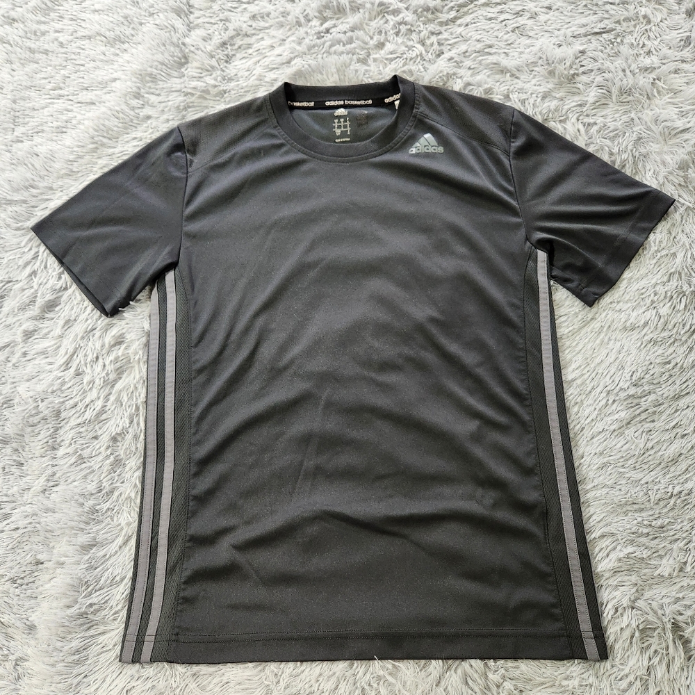 Adidas Basketball Dark Gray Crewneck Tee Shirt